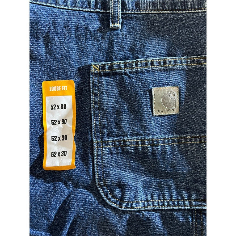 Carhartt Mens 52x30 Loose Fit Denim Dungaree Jeans Workwear Pants Dark Wash